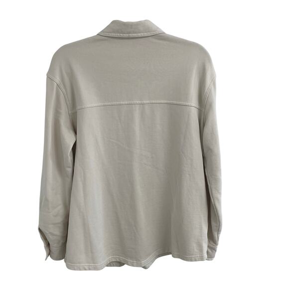 Good American Pure Cotton Button Up Fleece Shacket in Bone Womens XXS / XS AS IS - Picture 7 of 8